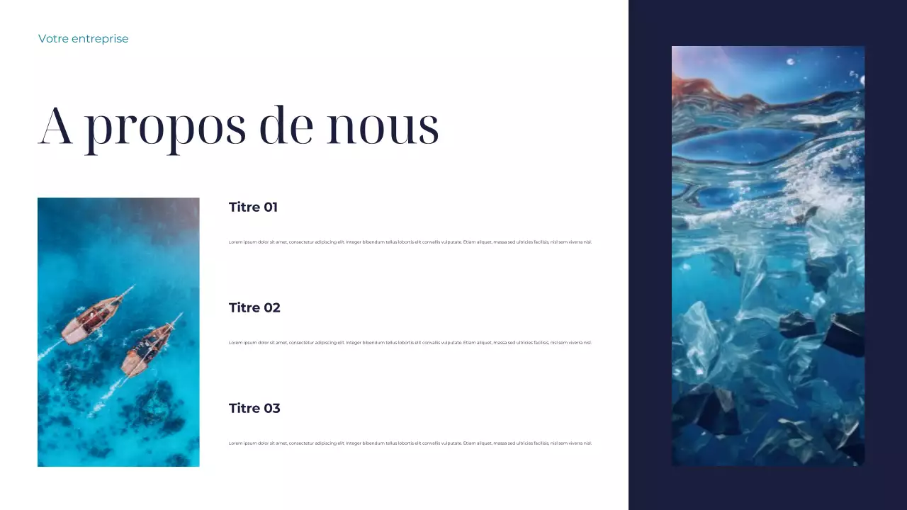 Présentation de Sustainable Earth en bleu sarcelle et blanc