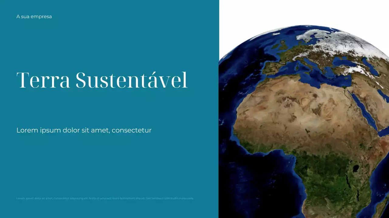 Apresentação da Terra Sustentável Azul-petróleo e Branco