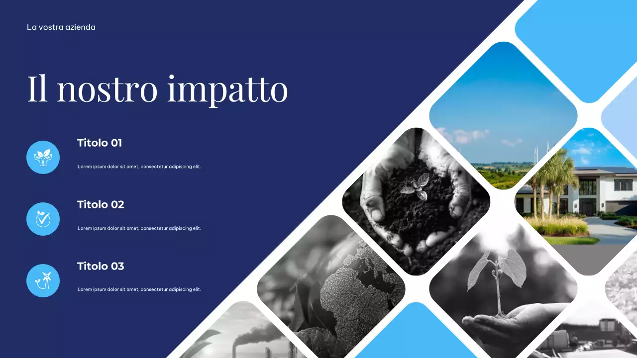 Presentazione della Terra sostenibile semplice e minimalista bianca e blu