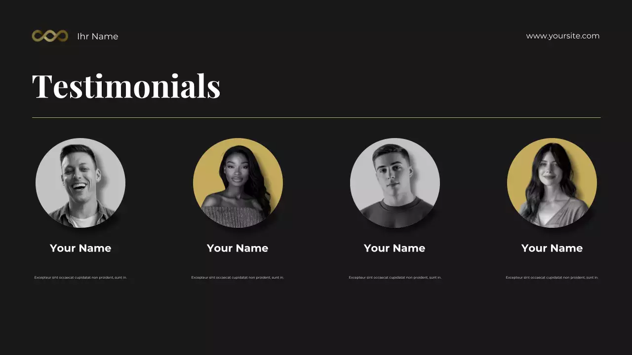 Schwarz-goldenes, auffälliges fotozentrisches Toolkit für Rechtsberatung Präsentation