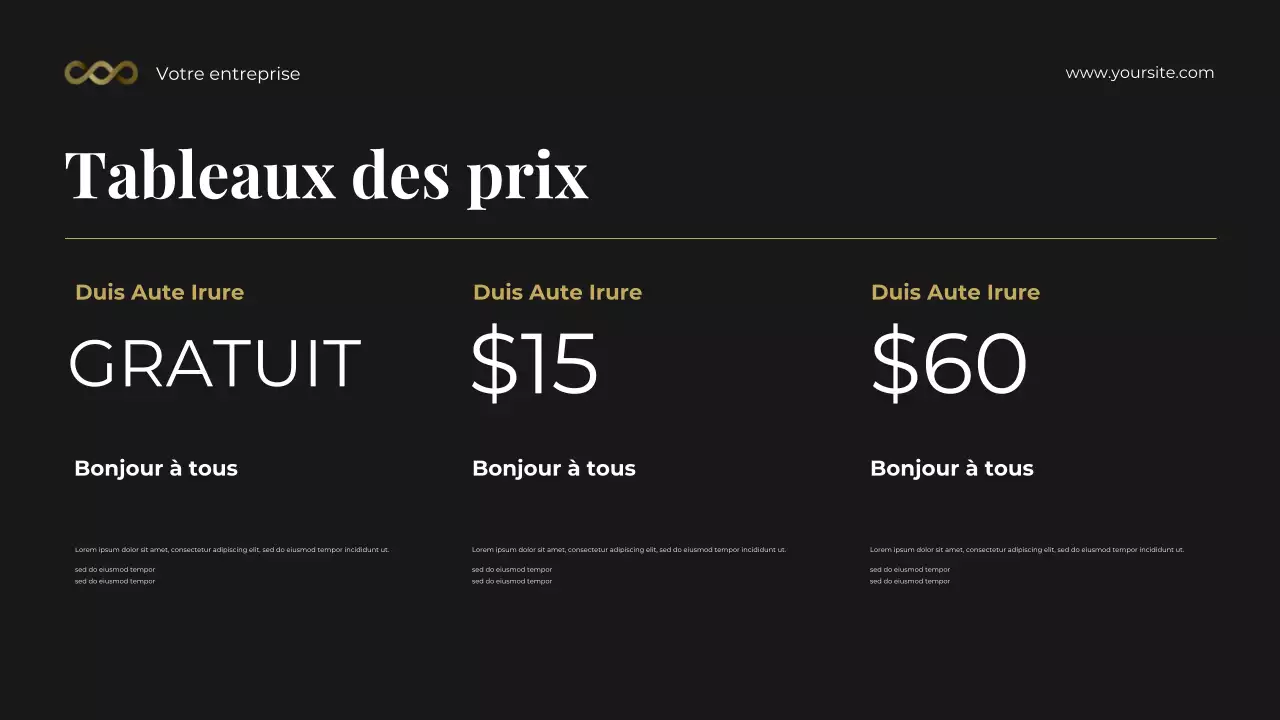 Présentation de la boîte à outils de conseil juridique photocentrique en noir et or