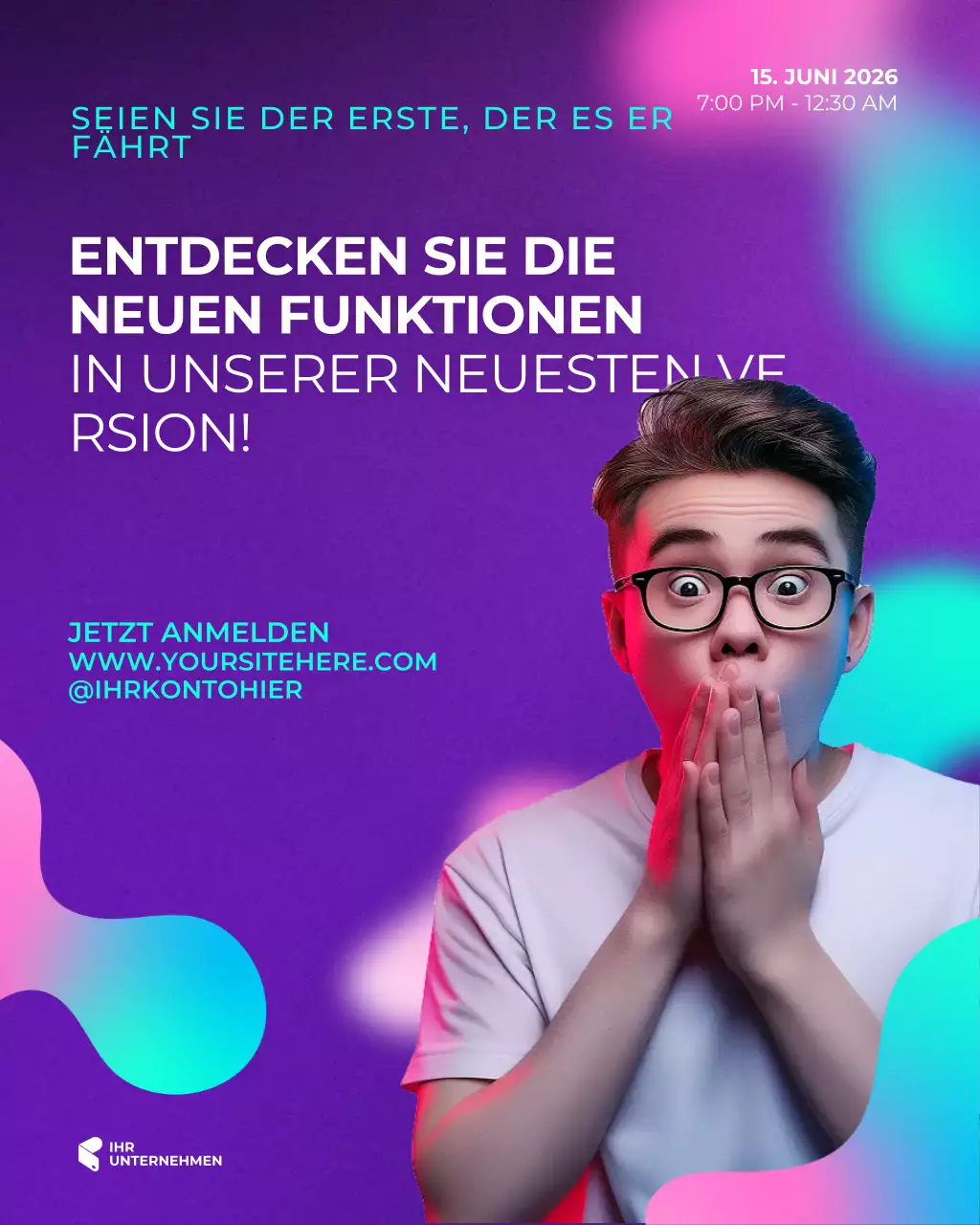 Tech- und Wissenschafts-Startvorlage für Social-Media-Posts im modernen abstrakten Farbverlaufsstil