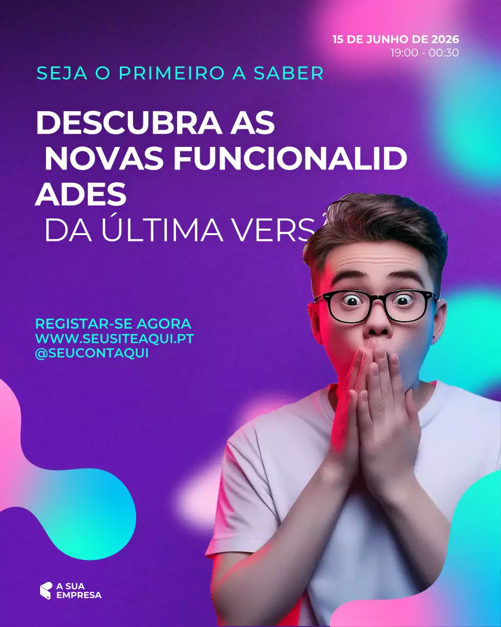 Tecnologia e Ciência Lançando Modelo para Postagem em Mídias Sociais em Estilo Gradiente Abstrato Moderno