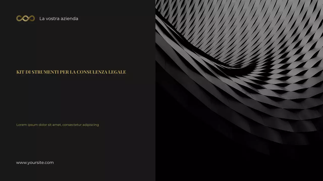 Presentazione del kit di consulenza legale fotocentrica in nero e oro audace