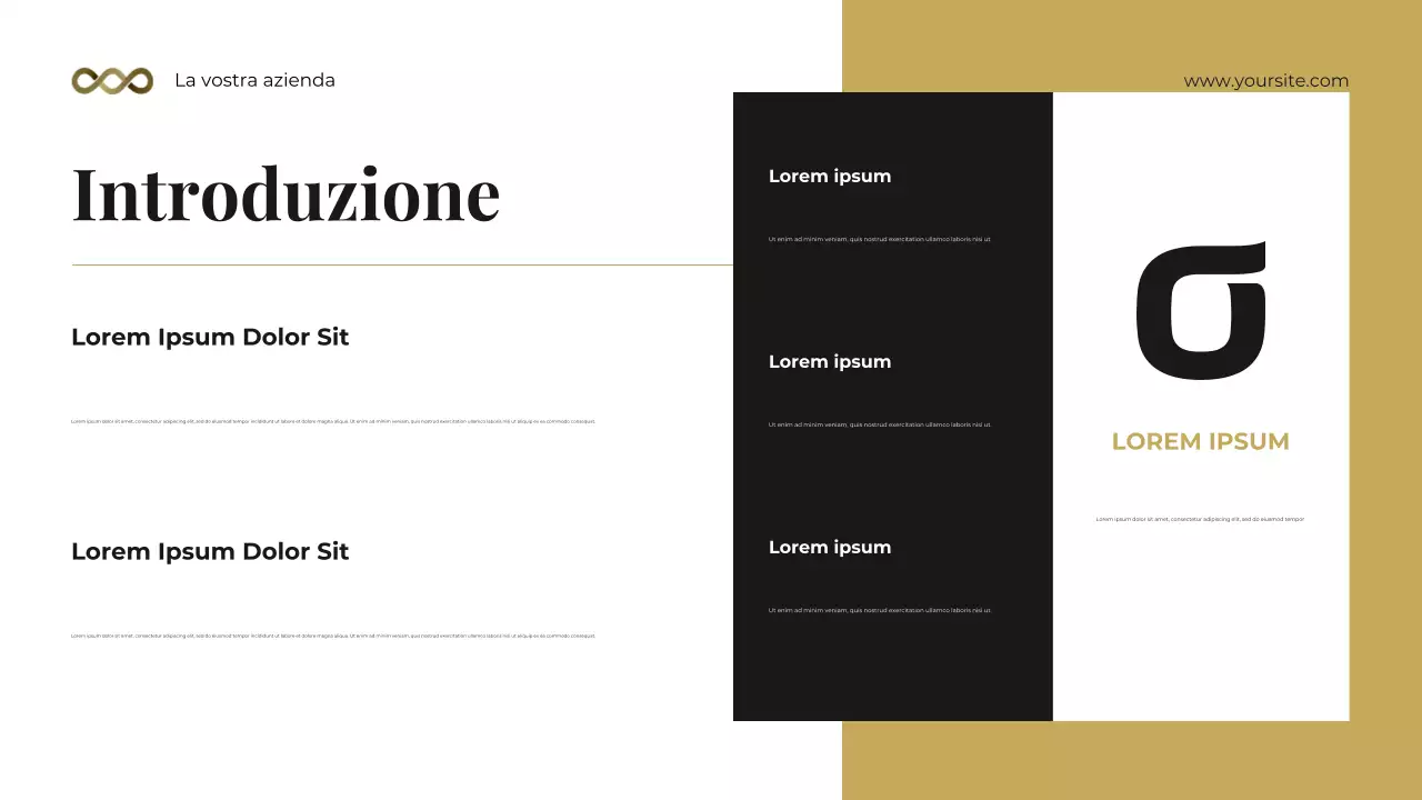 Presentazione del kit di consulenza legale fotocentrica in nero e oro audace