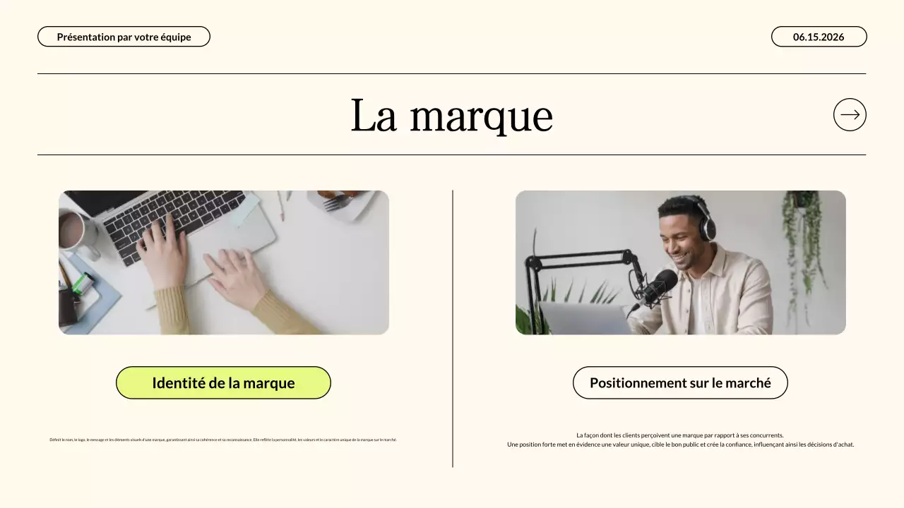 Présentation commerciale d'une stratégie de marketing de contenu beige fluo moderne