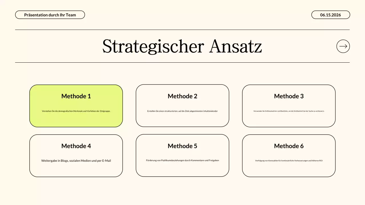 Moderne Content-Marketing-Strategie in Neonbeige – Geschäftspräsentation