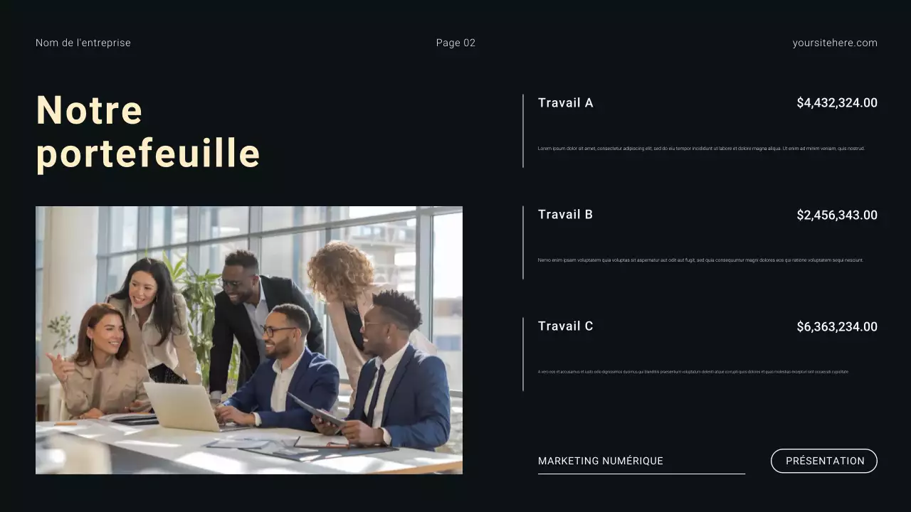 Agence de marketing numérique minimaliste moderne en noir et blanc