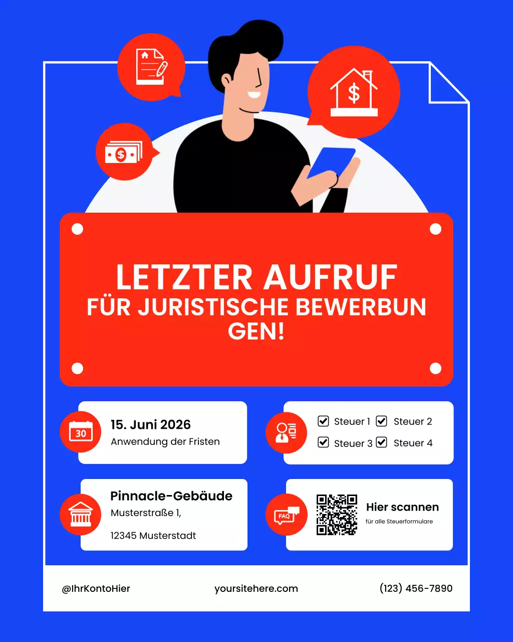 Instagram-Beitrag mit gelb-schwarzem Steuerantragshinweis