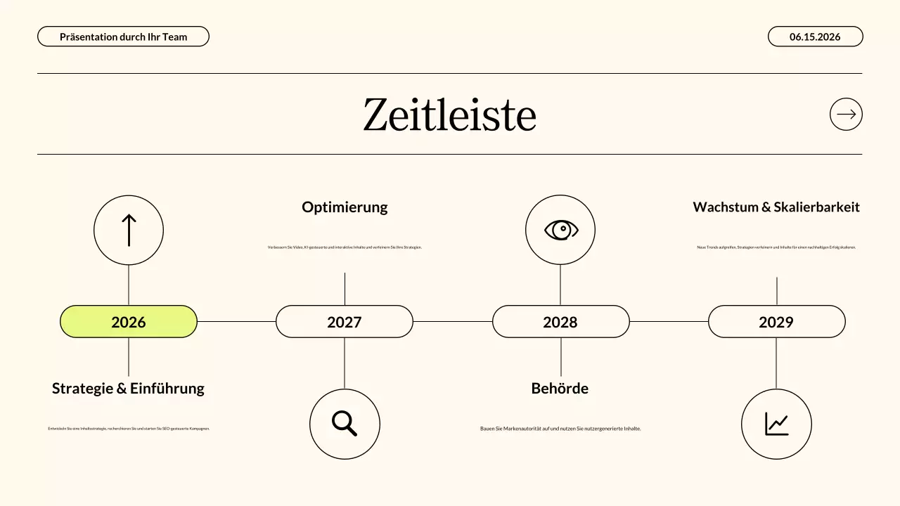 Moderne Content-Marketing-Strategie in Neonbeige – Geschäftspräsentation