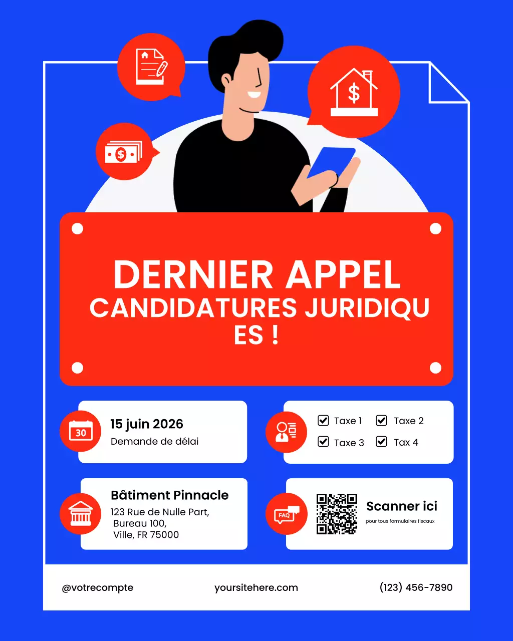 Avis de demande d'impôt jaune et noir : publication Instagram