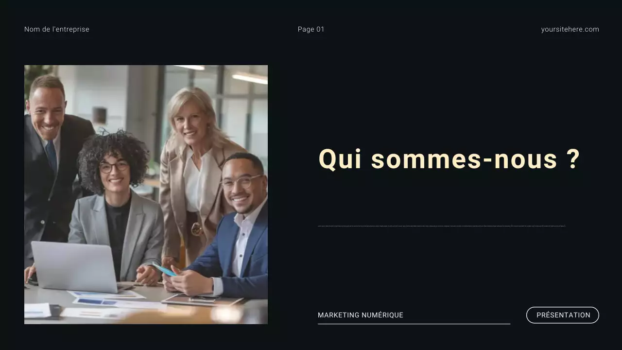 Agence de marketing numérique minimaliste moderne en noir et blanc