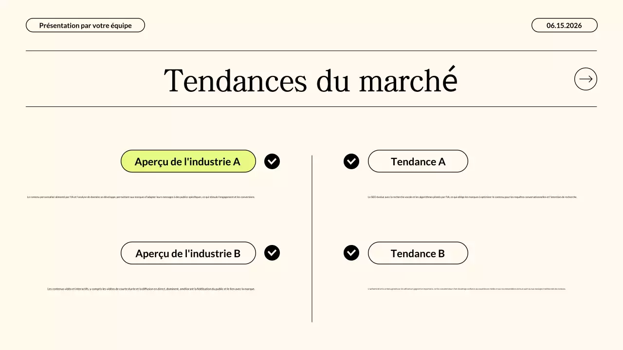 Présentation commerciale d'une stratégie de marketing de contenu beige fluo moderne