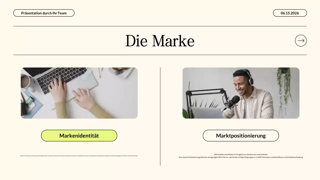 Moderne Content-Marketing-Strategie in Neonbeige – Geschäftspräsentation