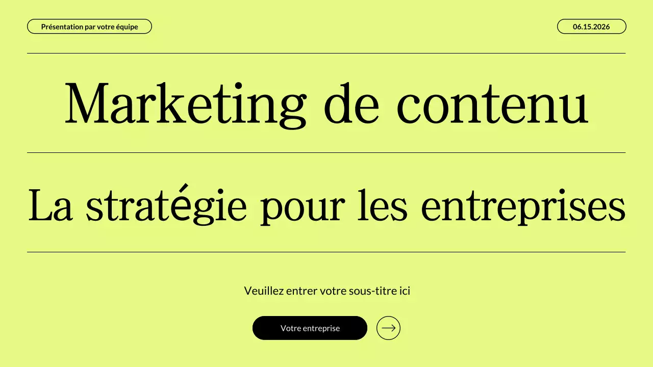 Présentation commerciale d'une stratégie de marketing de contenu beige fluo moderne