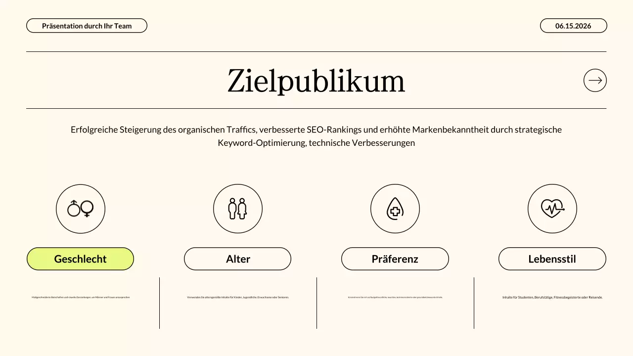 Moderne Content-Marketing-Strategie in Neonbeige – Geschäftspräsentation