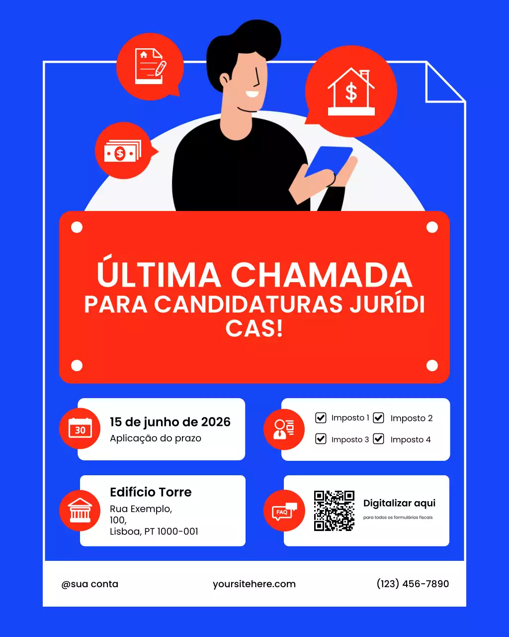 Postagem do Instagram do Aviso de Aplicação de Imposto Amarelo e Preto