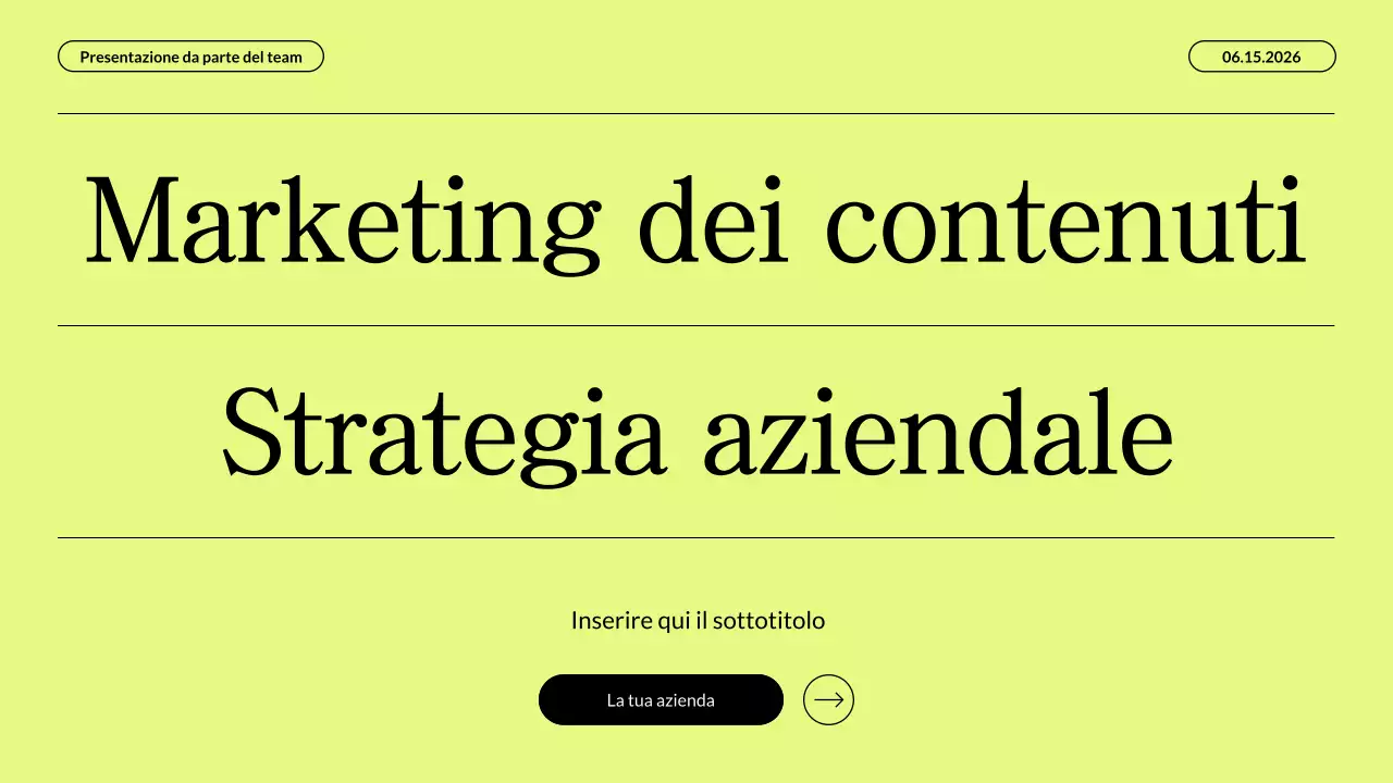 Presentazione aziendale della strategia di marketing dei contenuti moderna in beige neon