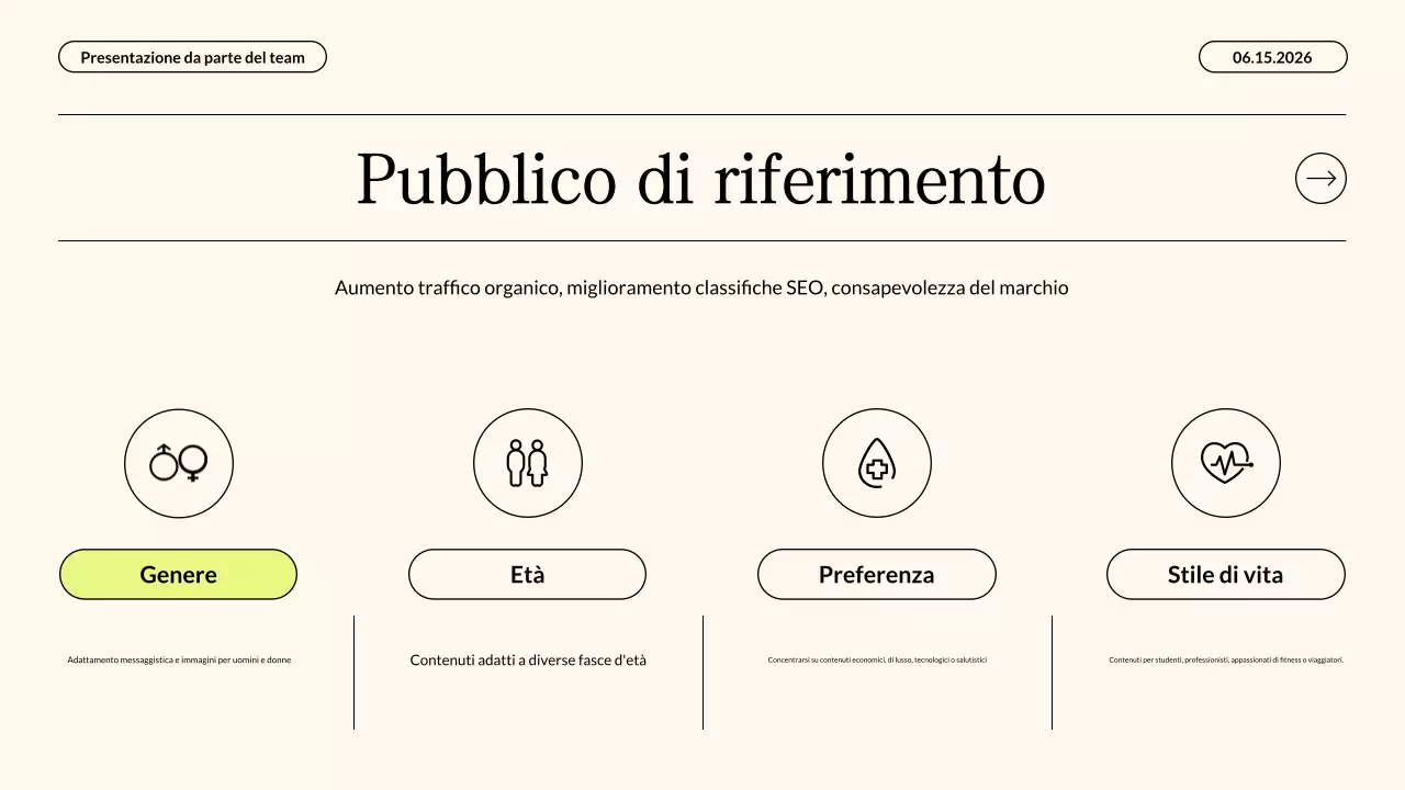 Presentazione aziendale della strategia di marketing dei contenuti moderna in beige neon