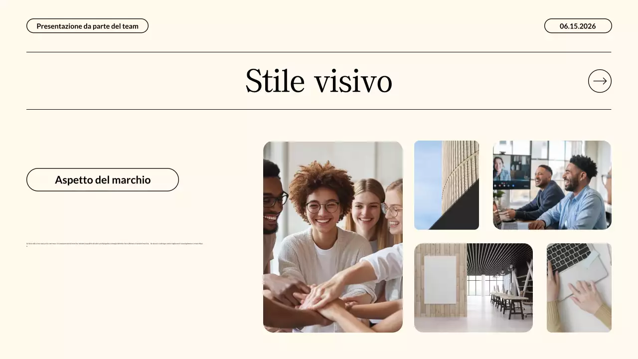 Presentazione aziendale della strategia di marketing dei contenuti moderna in beige neon