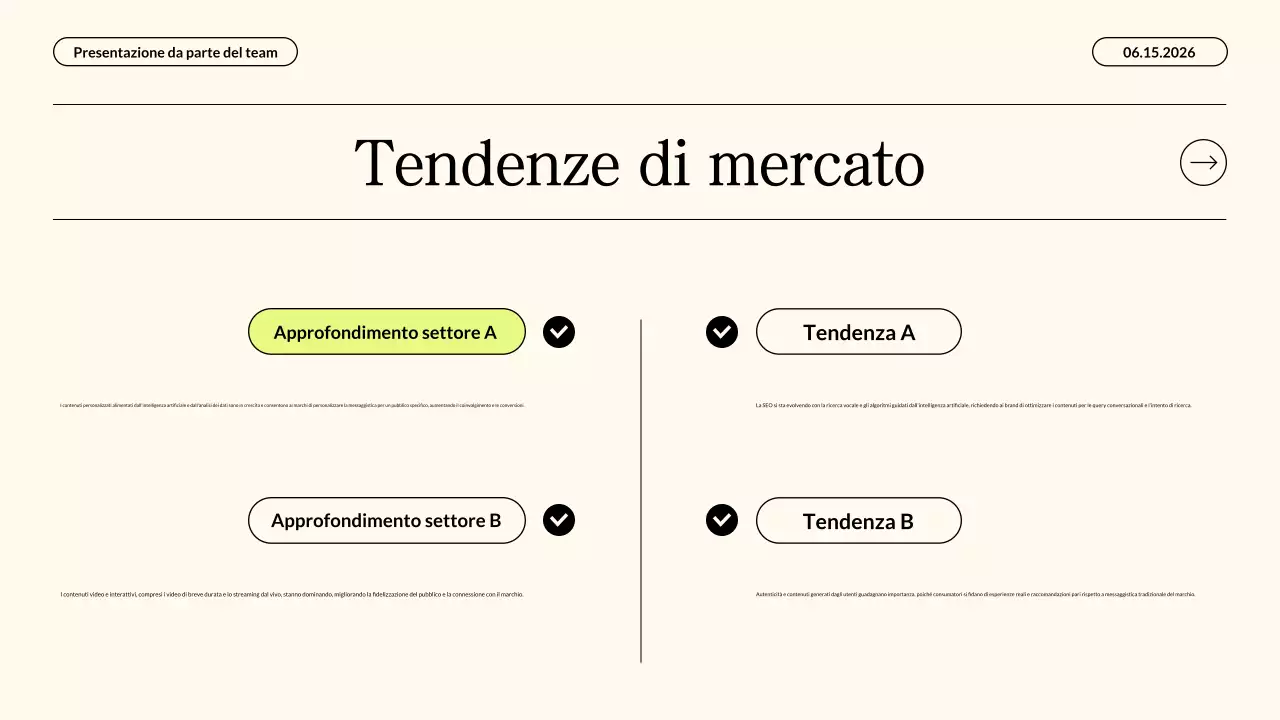 Presentazione aziendale della strategia di marketing dei contenuti moderna in beige neon