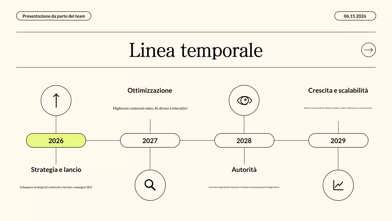 Presentazione aziendale della strategia di marketing dei contenuti moderna in beige neon