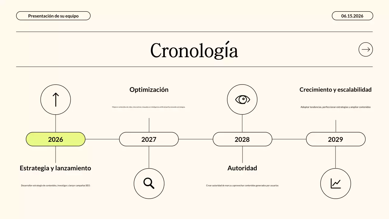 Presentación empresarial de estrategia de marketing de contenidos en beige neón moderno