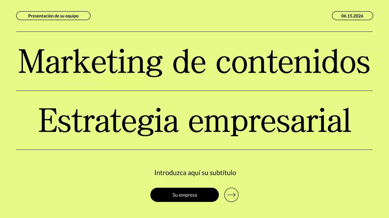 Presentación empresarial de estrategia de marketing de contenidos en beige neón moderno