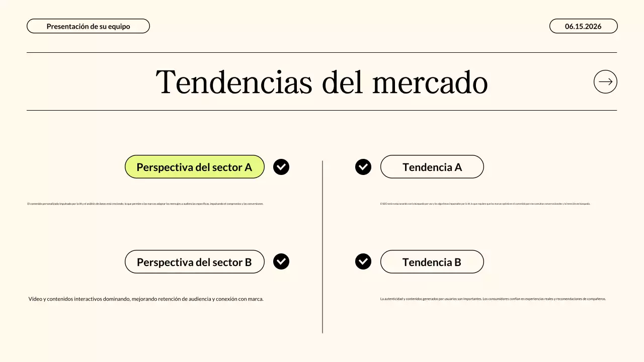Presentación empresarial de estrategia de marketing de contenidos en beige neón moderno