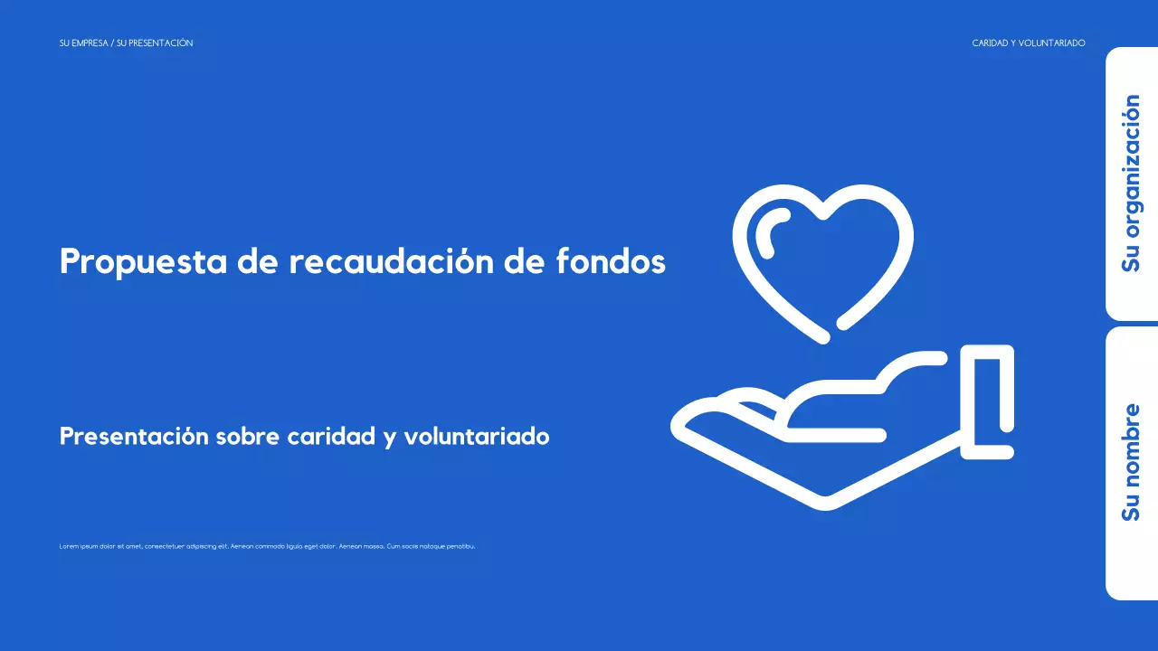 Presentación moderna de recaudación de fondos en azul