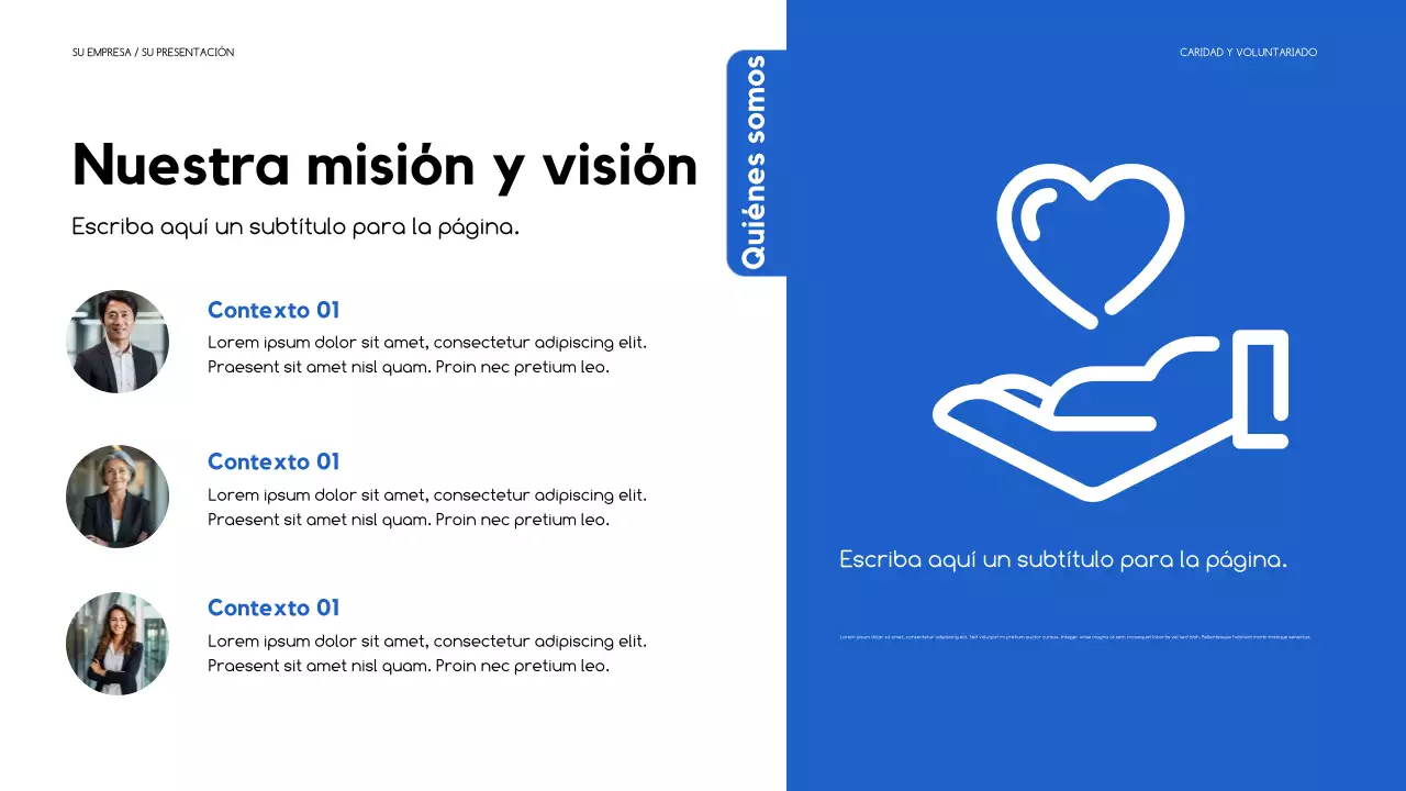 Presentación moderna de recaudación de fondos en azul