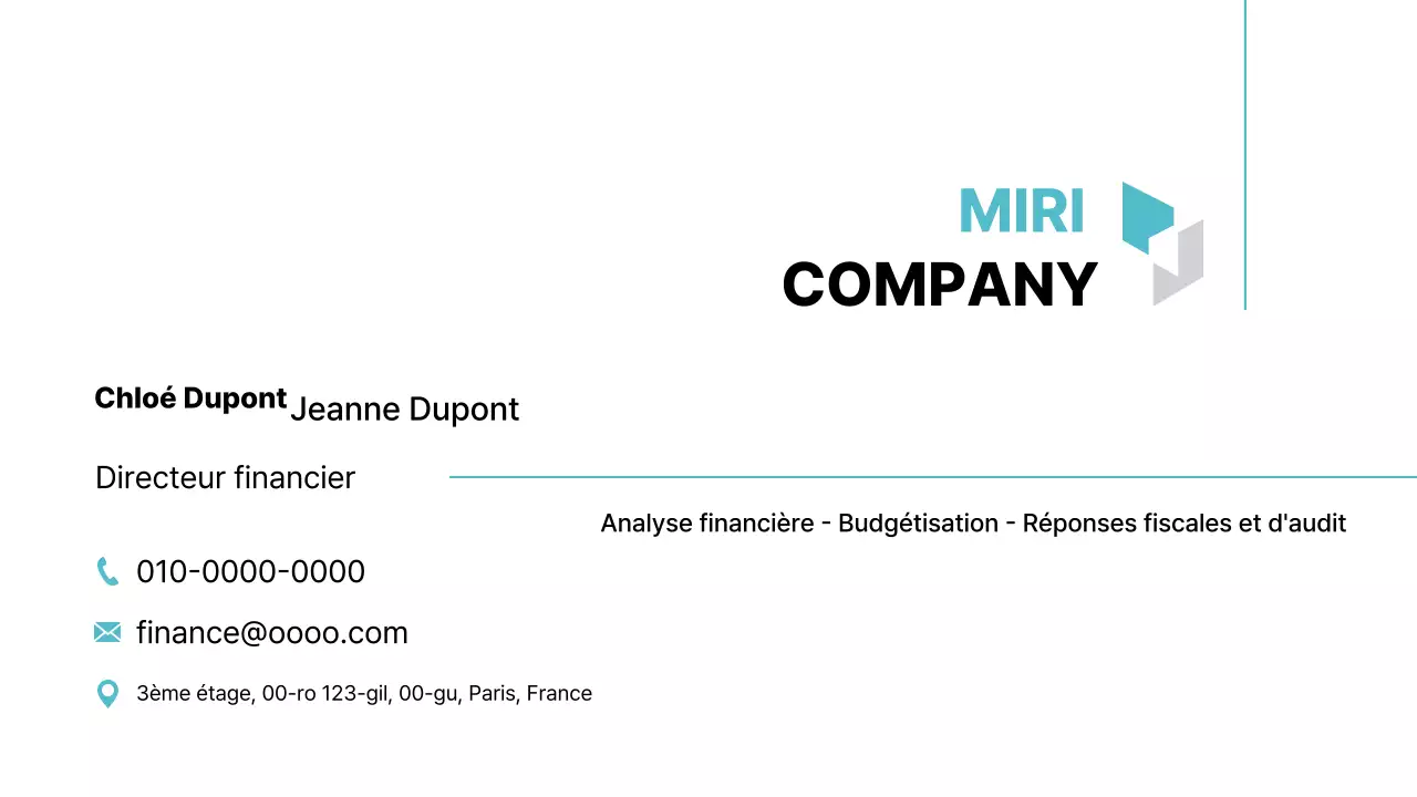 Carte de visite au design simple bleu ciel