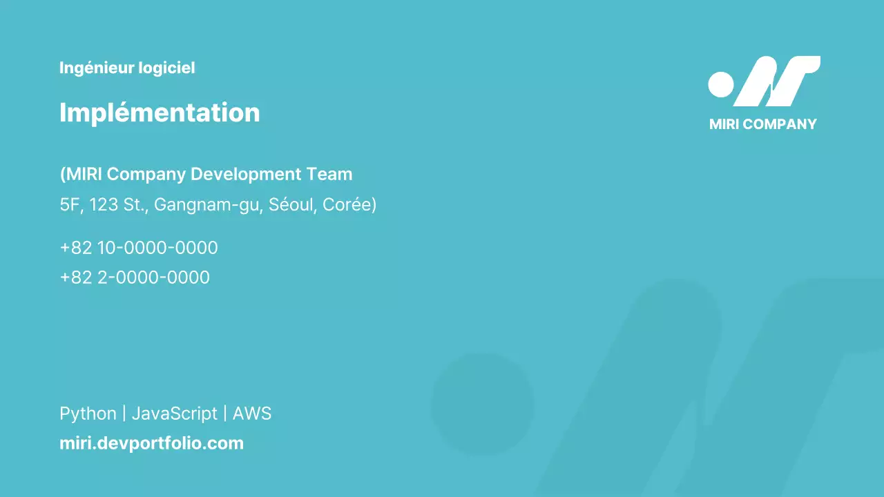 Carte de visite au design simple bleu ciel