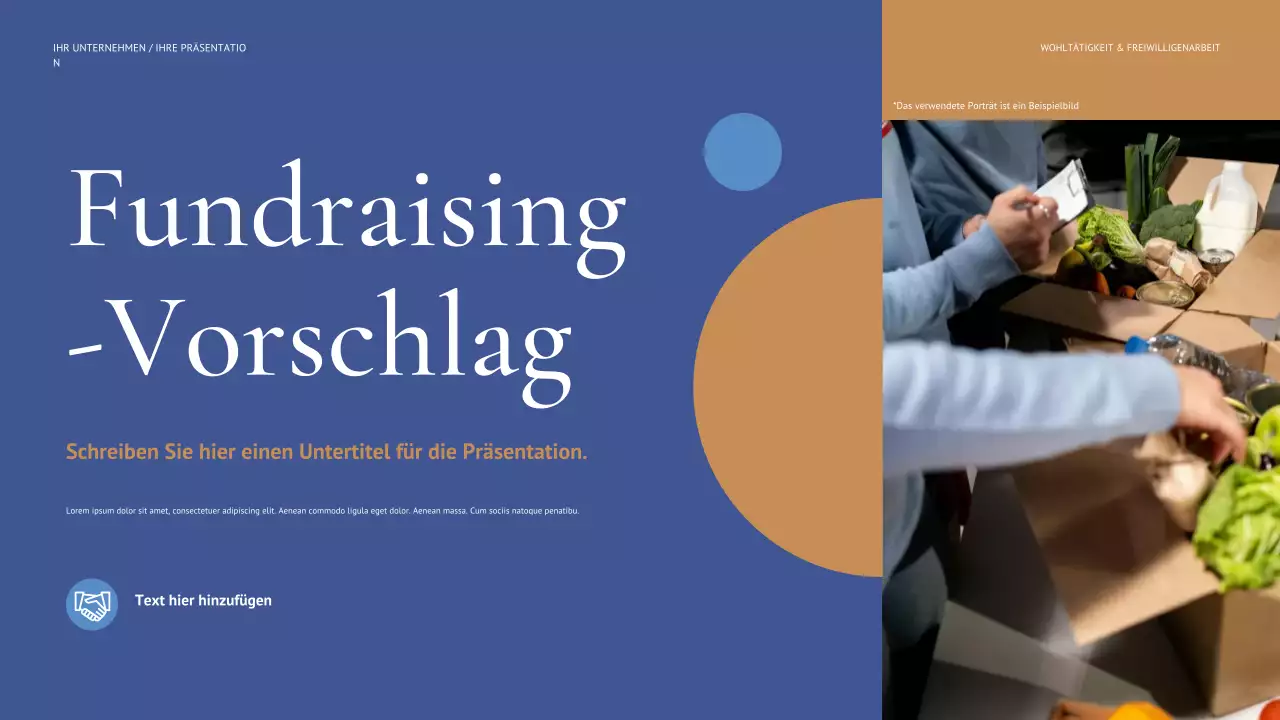 blaue moderne Fundraising-Präsentation