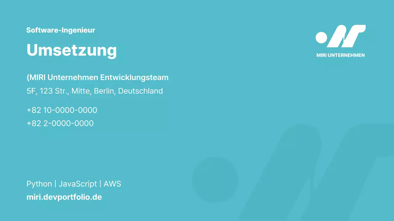 Himmelblaue Visitenkarte mit einfachem Design