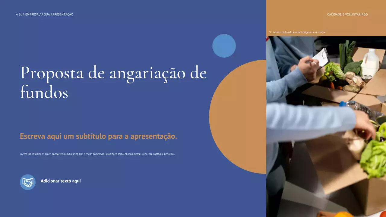 apresentação moderna de arrecadação de fundos azul
