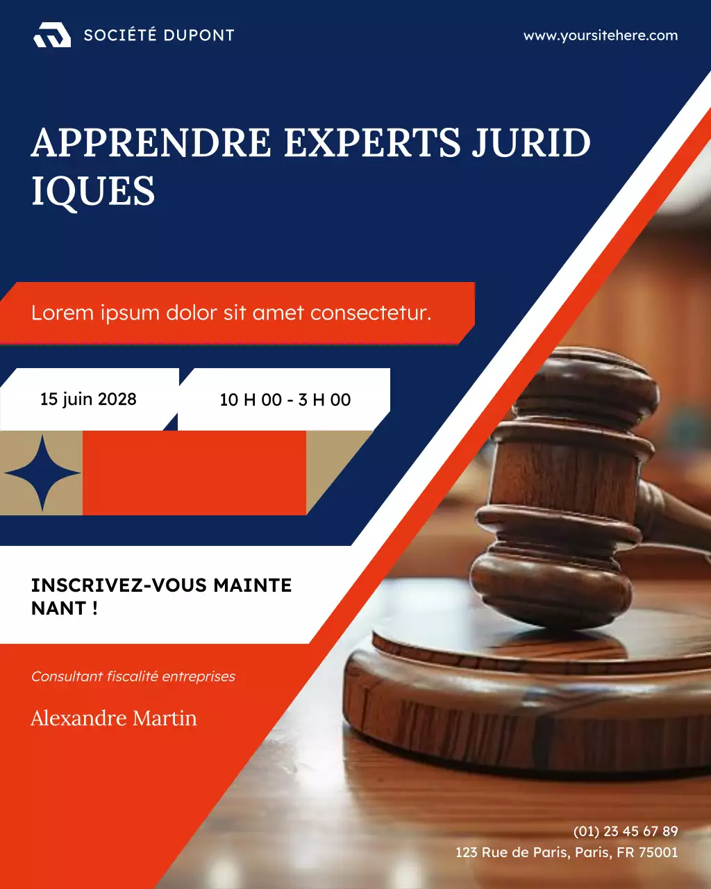 publication sur les réseaux sociaux d'annonce d'événement juridique moderne sarcelle