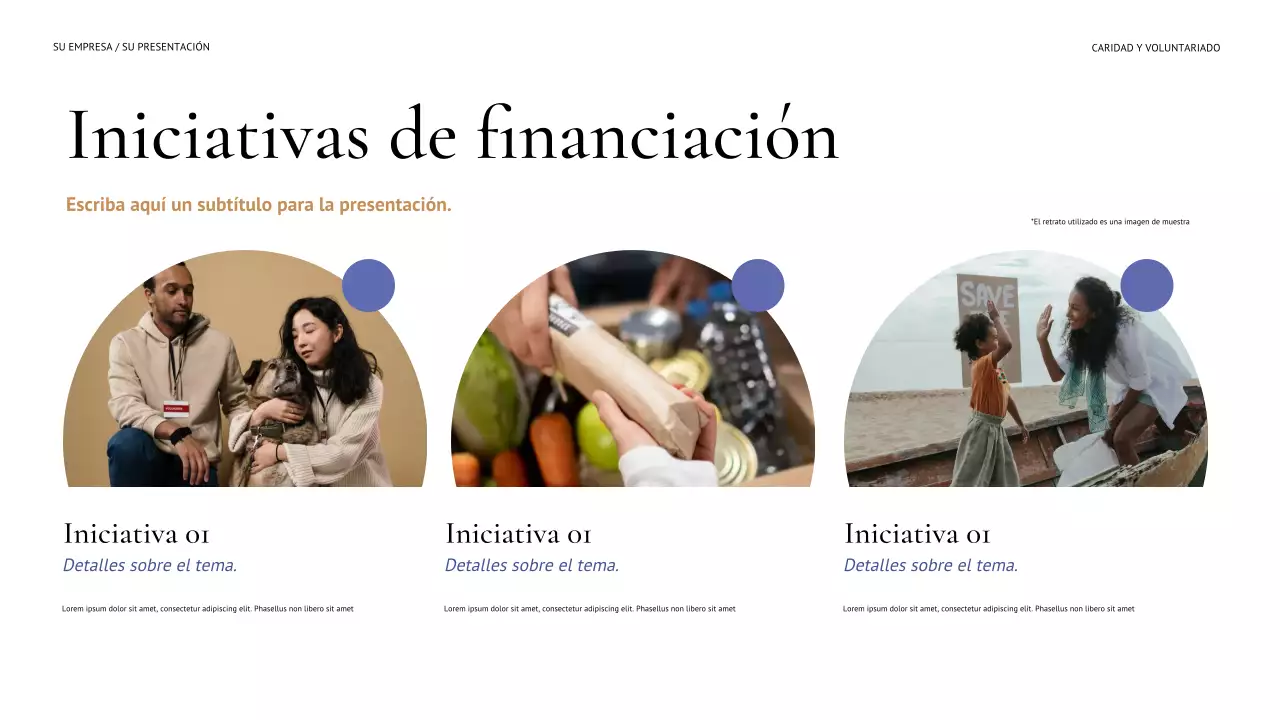 Presentación moderna de recaudación de fondos en azul