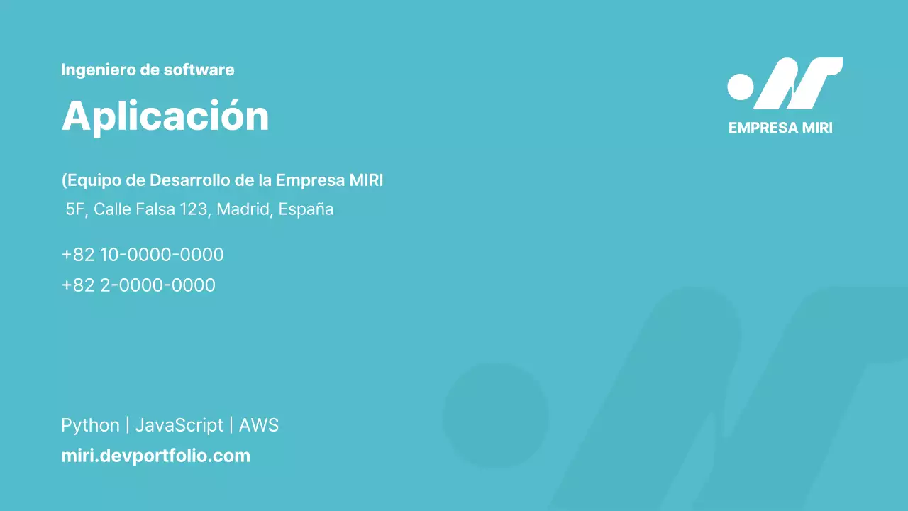 Tarjeta de presentación de diseño simple en color azul cielo