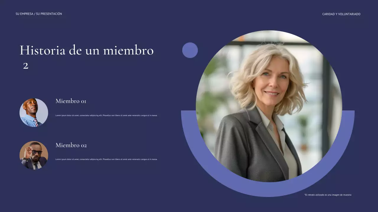 Presentación moderna de recaudación de fondos en azul