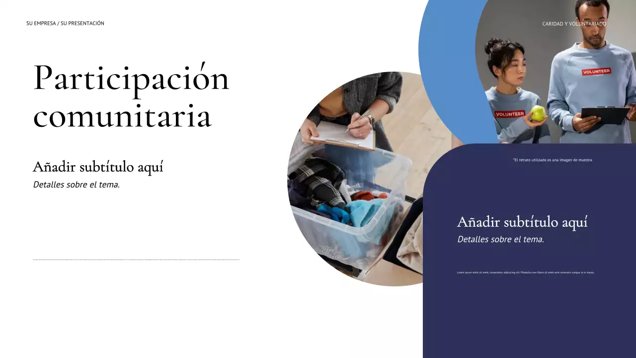 Presentación moderna de recaudación de fondos en azul