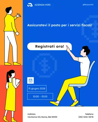 post sui social media di registrazione fiscale moderna blu