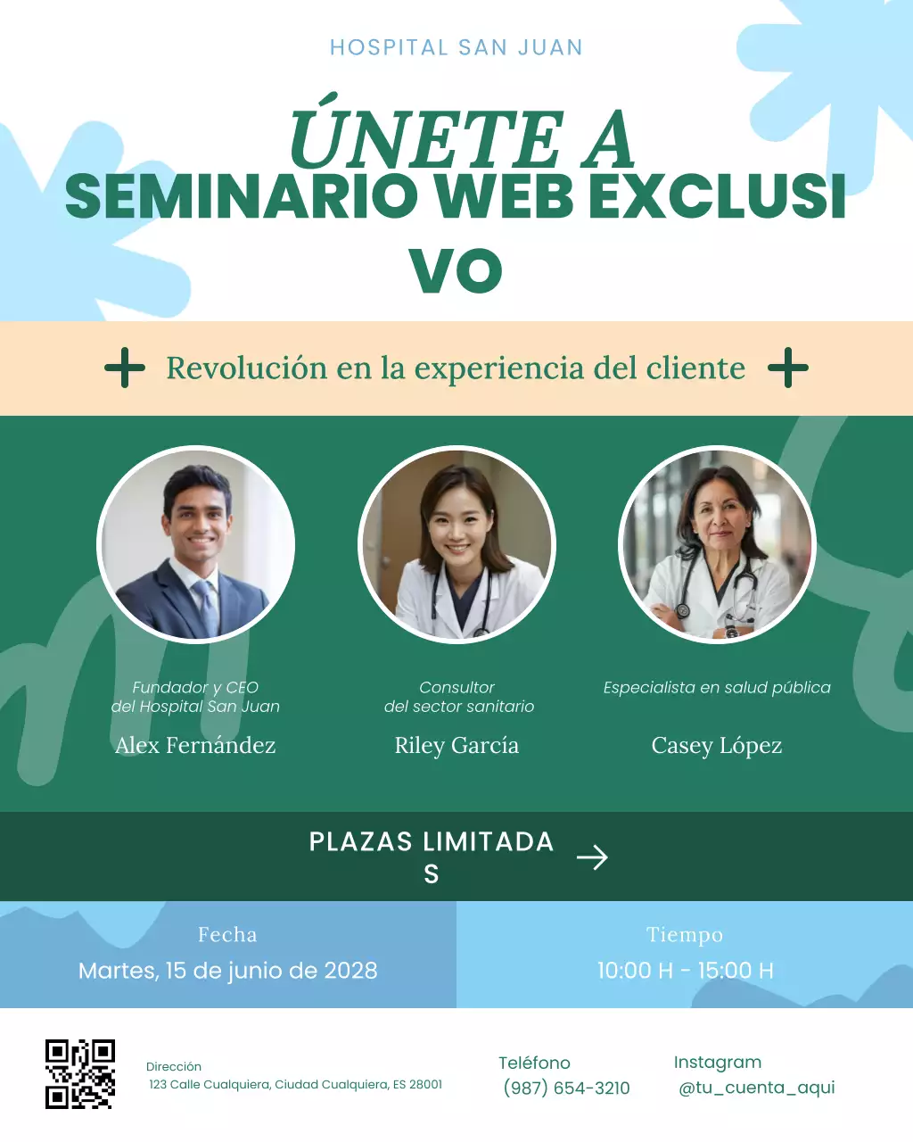 Publicación en redes sociales del seminario web sobre atención médica moderna y ecológica