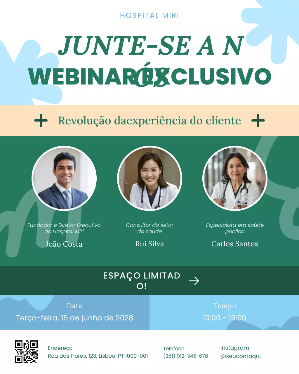 webinar sobre assistência médica moderna verde postagem nas redes sociais