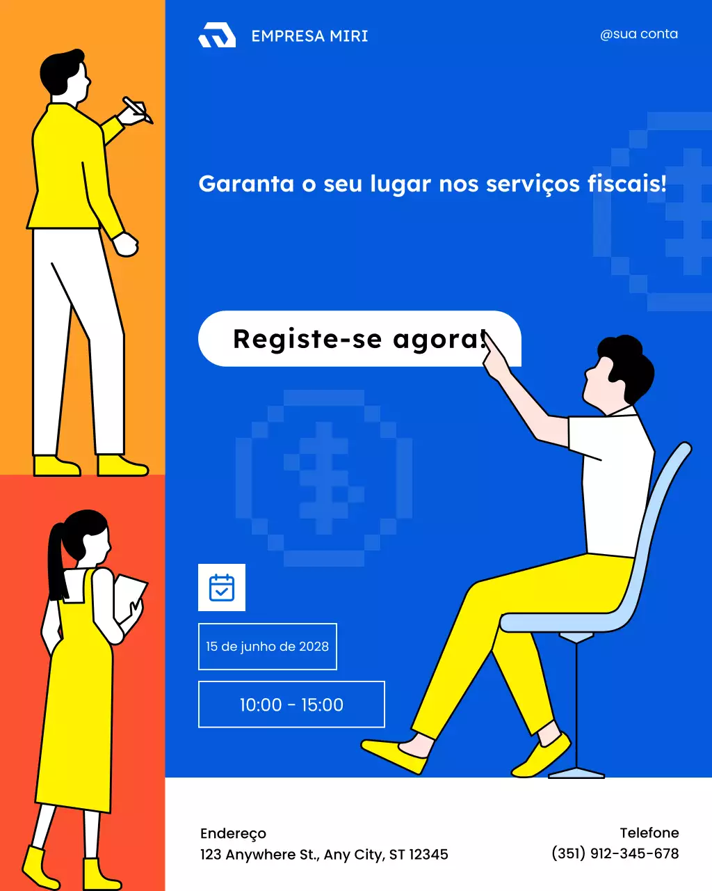 postagem de mídia social de registro de imposto moderno azul
