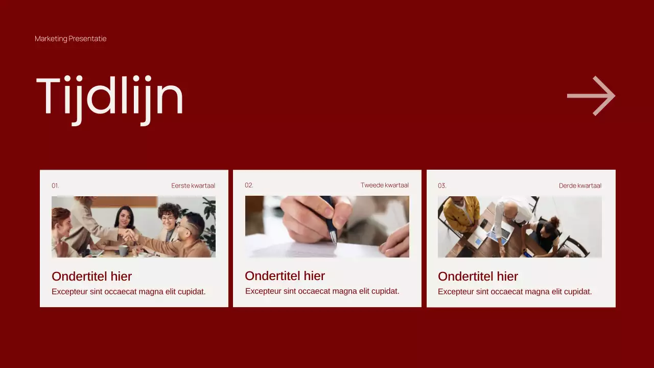 Trendy rode minimalistische contentmarketingpresentatie