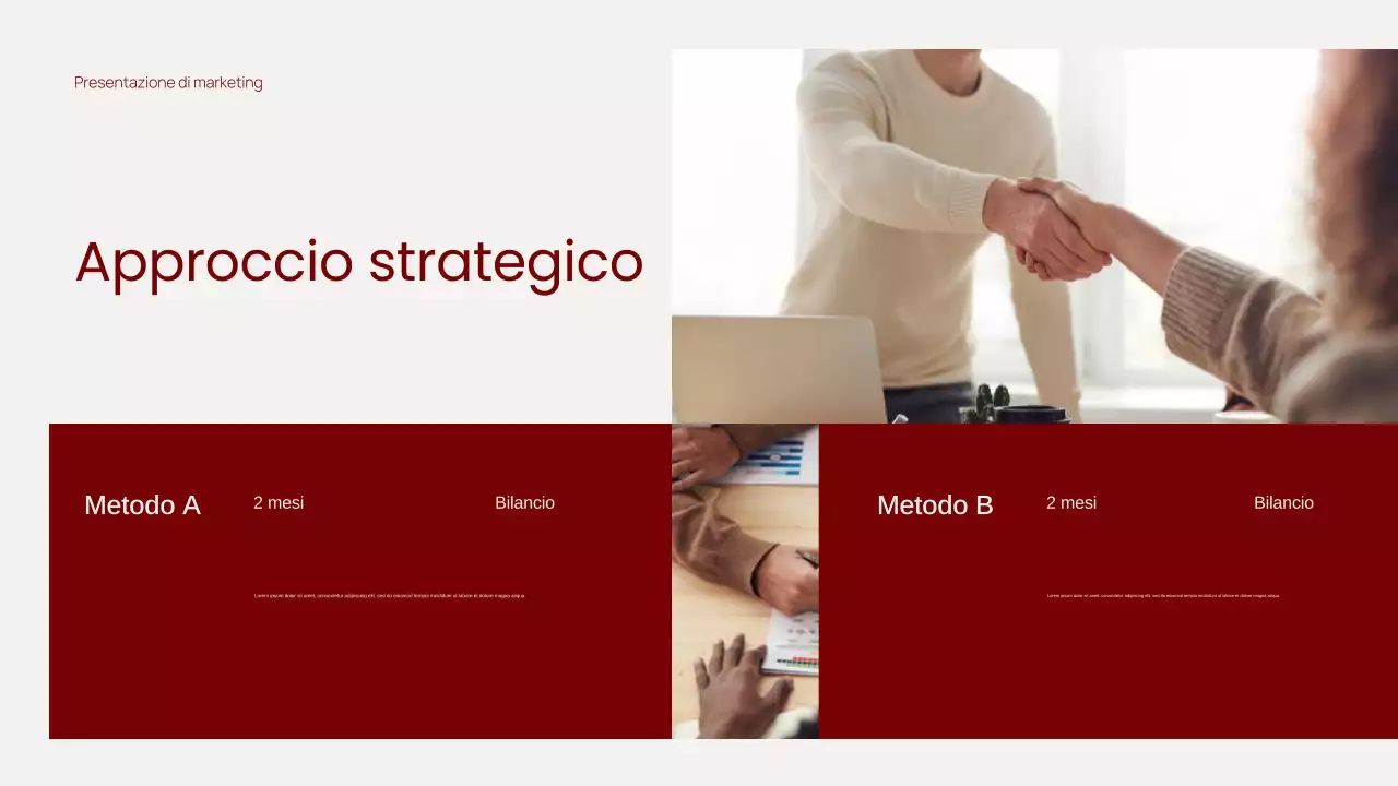 Presentazione di marketing dei contenuti minimali e alla moda in rosso