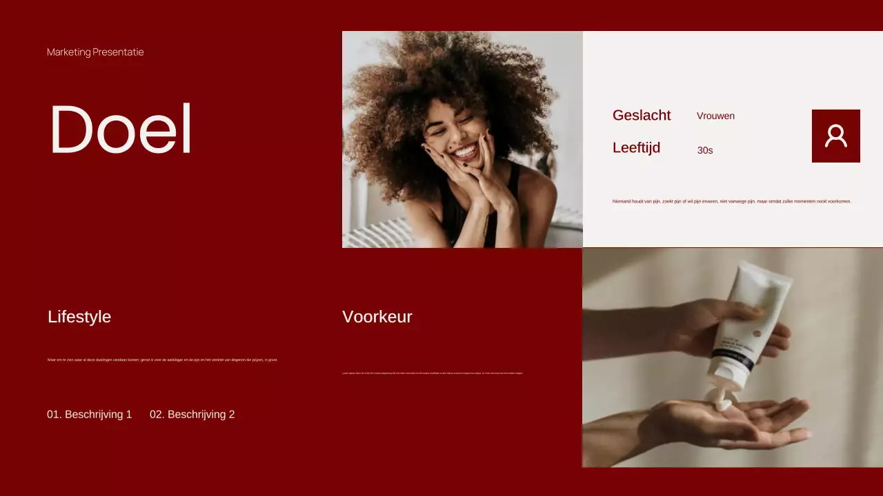 Trendy rode minimalistische contentmarketingpresentatie