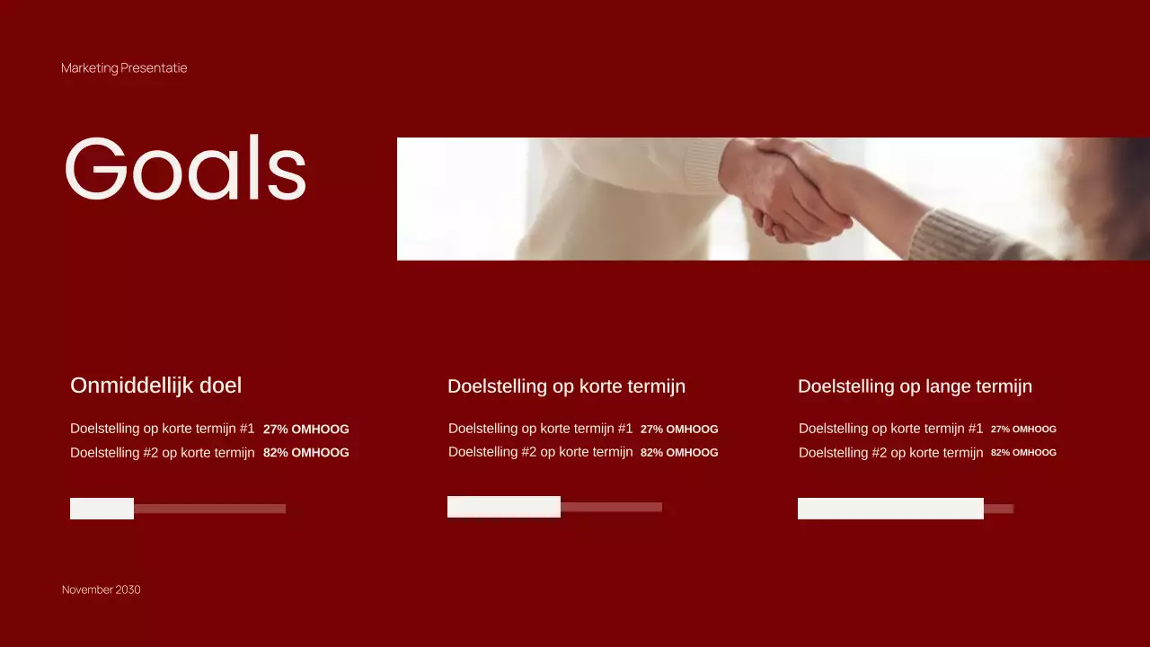 Trendy rode minimalistische contentmarketingpresentatie