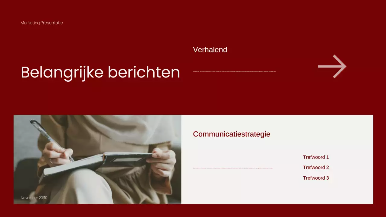 Trendy rode minimalistische contentmarketingpresentatie